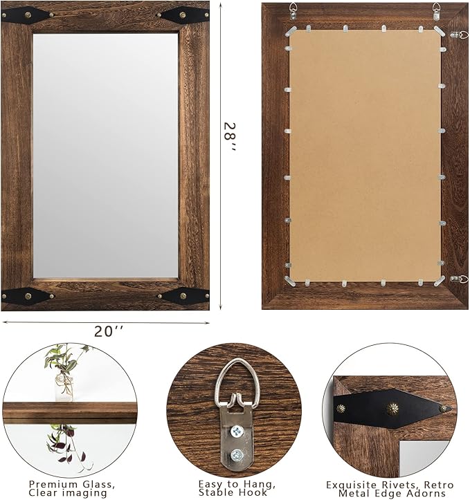 blue page Mirror for Wall, Rustic Wood Mirror - Image 7