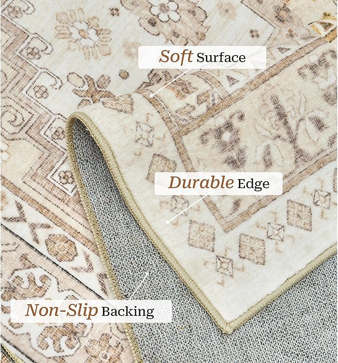zesthome 2x6 Runner Rug for Hallways, Machine Washable Rug, Non Slip Vintage - Image 3