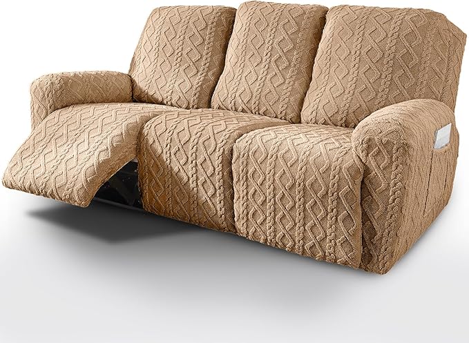 vctops 8 Pieces Geometric Jacquard Plush Recliner Sofa Covers Soft Fuzzy Fluffy by vctops
