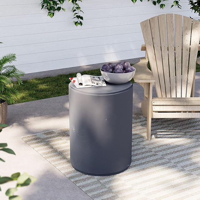 COSIEST 21" Outdoor Side Table, Weather-Resistant Round Concrete End Table - Image 2
