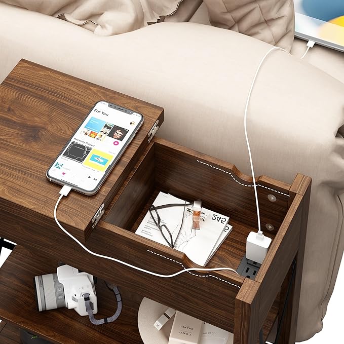 Narrow End Table with Charging Station - Image 7