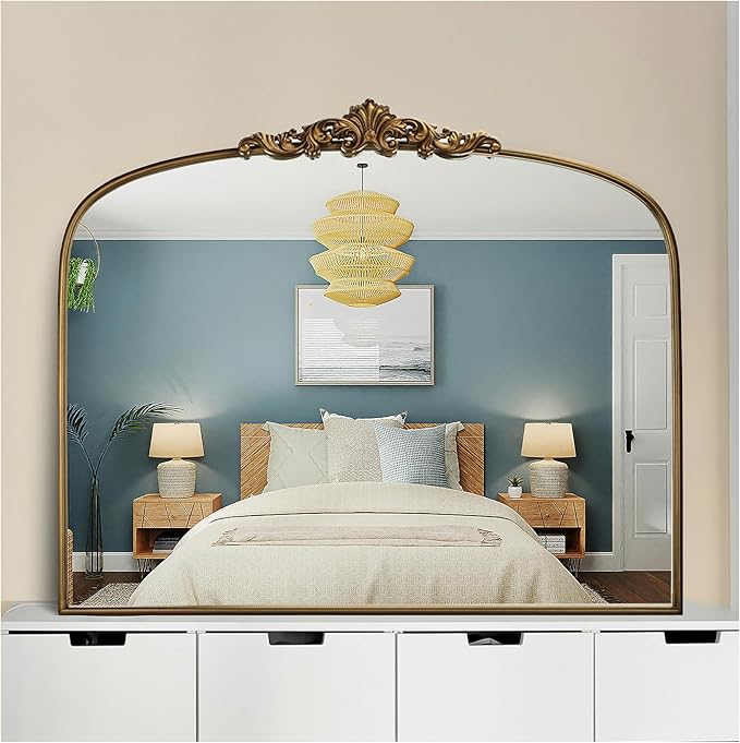 36"X30" Vintage Gold Mirror Baroque Mirror by Wemily
