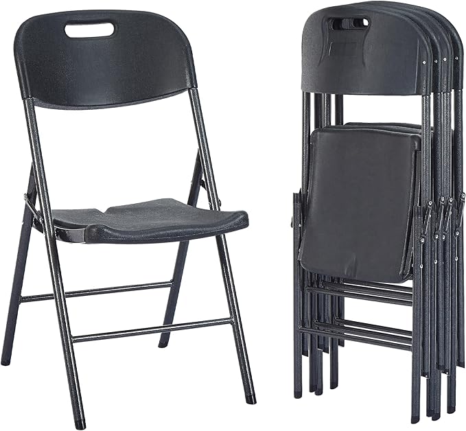 VECELO 4 Pack Folding Chairs, Indoor/Outdoor Use Plastic Seat by VECELO