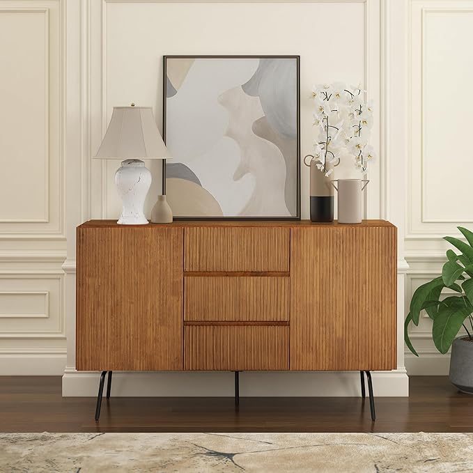 NTC Veil Sideboard with 2 Doors and 3 Drawers, Buffet Cabinet with Vertical by NTC