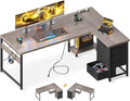 AODK L Shaped Desk with 4 Tier Drawers, L Shaped Computer Desk with USB by AODK