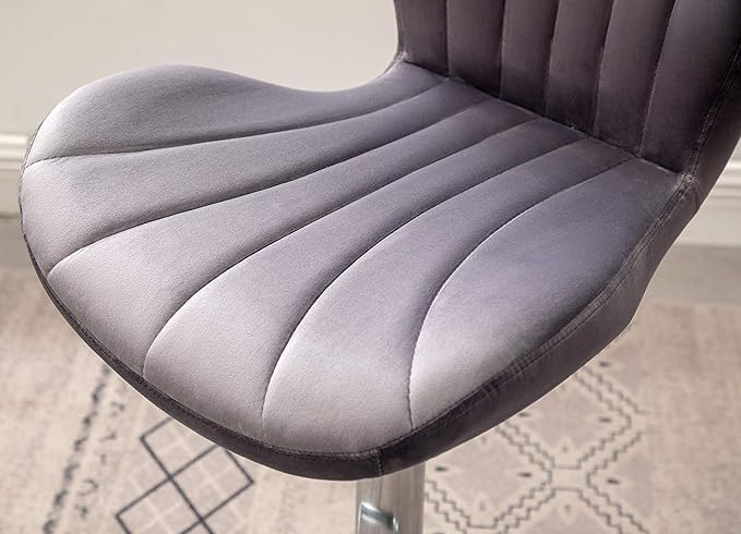 Roundhill Furniture Ellston Velvet Adjustable Swivel Barstools in Gray - Image 9