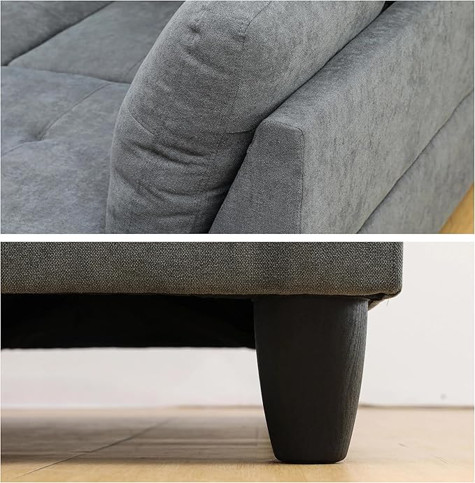 L-Shaped Sectional Sofa with Ottoman, Right-Facing Modern Microfiber Couch - Image 5