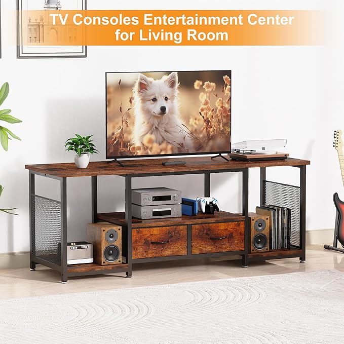 TV Stand with Drawers and Open Storage Shelves - Image 6