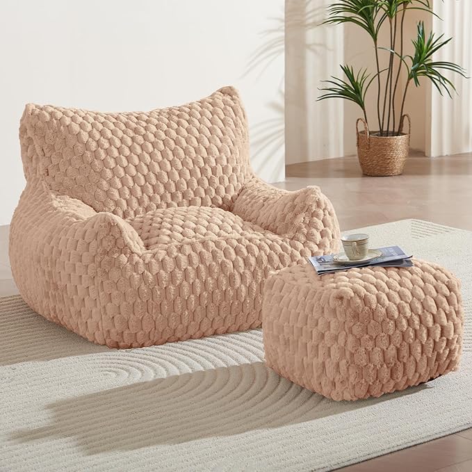 Bean Bag Chair with Ottoman by Unknown