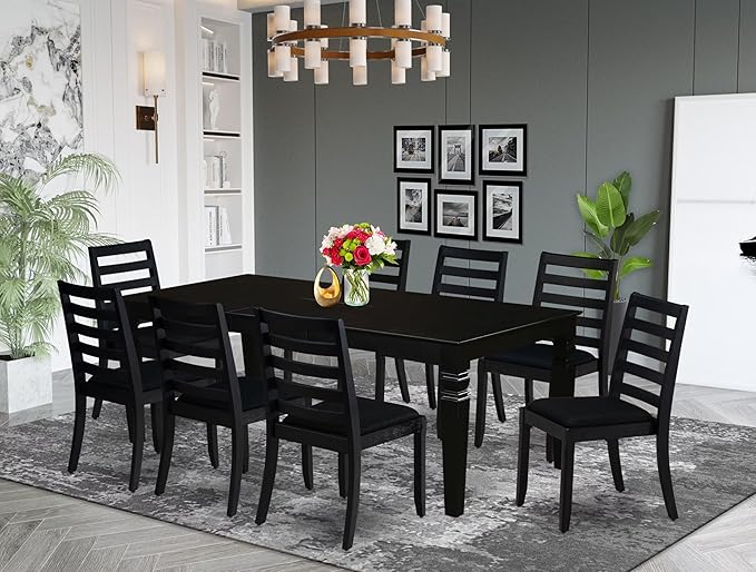 East West Furniture LGX19-BLK-24 -9 Piece Dining Set Includes a Rectangular - Image 2