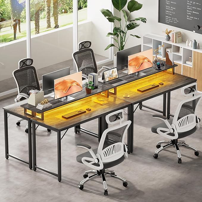 Computer Desk with USB Power Outlets and LED Lights, 47 inch Gaming Desk with - Image 7