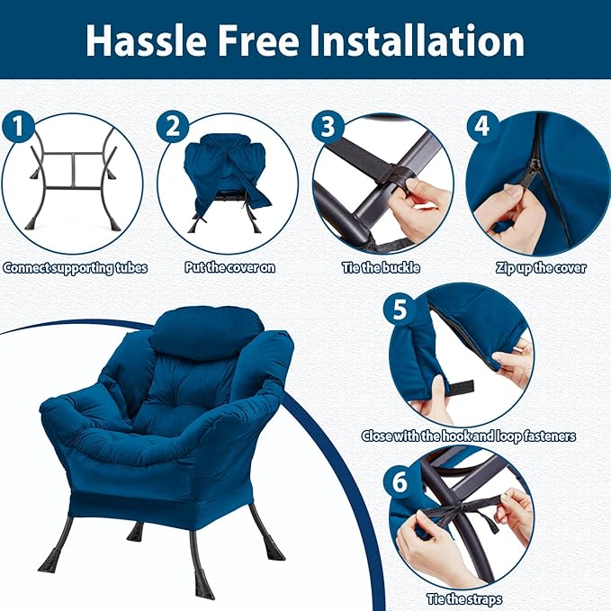 Lazy Chair Thick Padded, Comfy Velvet Accent Lounge Chair - Image 7