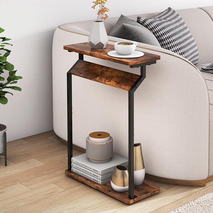 Narrow Side Table for Small Spaces, End Table for Couch, Slim Couch Tray Tables by Livofloral