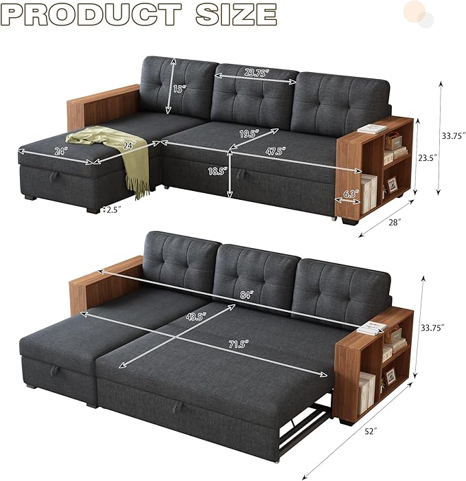 Ball & Cast 84" Sectional Sleeper Sofa - Image 2