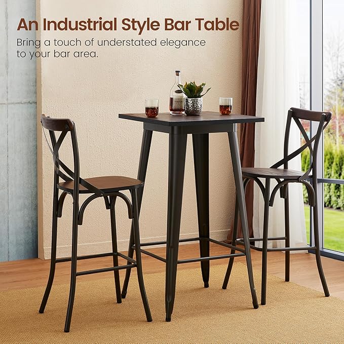 Glitzhome 41.25" H Modern Style Square High Heavy-Duty Metal Bar Table - Image 3