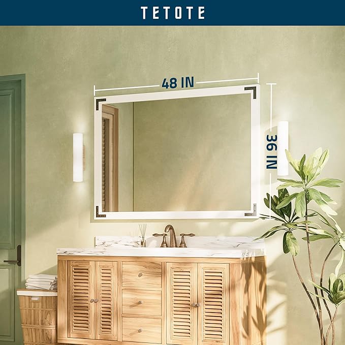 TETOTE 48 x 36 White Wooden Mirror - Image 7