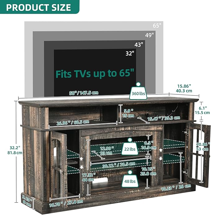YITAHOME LED Farmhouse TV Stand - Image 2