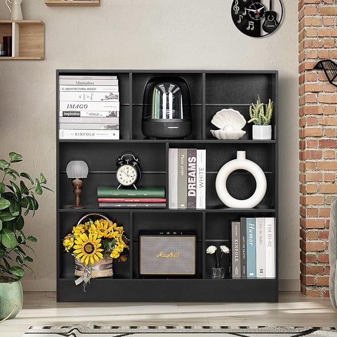 YAHARBO White 3 Tier Bookshelf, Wide Modern Horizontal Bookcase, Wood Low Book - Image 8