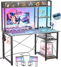 Cyclysio Gaming Desk with Hutch, Home Office Desk with Reversible 5 Tiers by Cyclysio