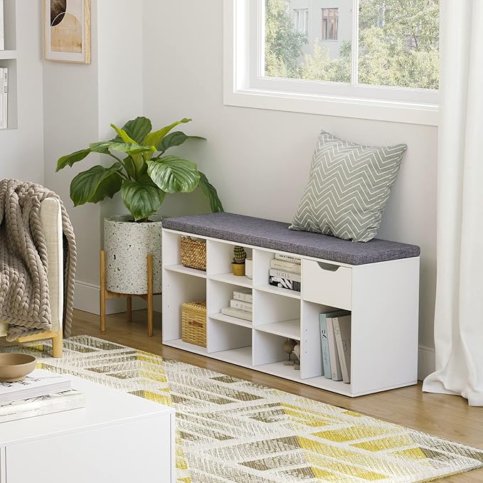 DINZI LVJ Shoe Bench, Entryway Storage Bench - Image 7