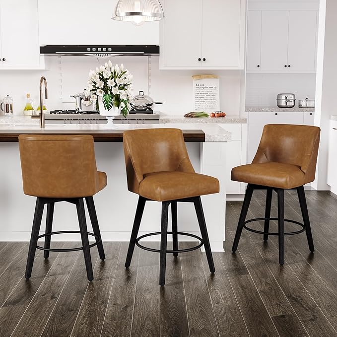 Counter Height Swivel Bar Stools Set of 3, 26 Inch Bar Stools by AMICLIBER