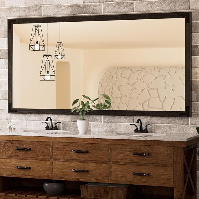 TETOTE 72 x 36 Black Wood Mirror by TETOTE
