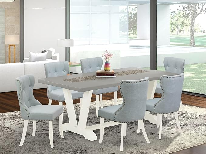 East West Furniture V097SI215-7 7 Piece Dining Table Set Consist of a Rectangle - Image 2