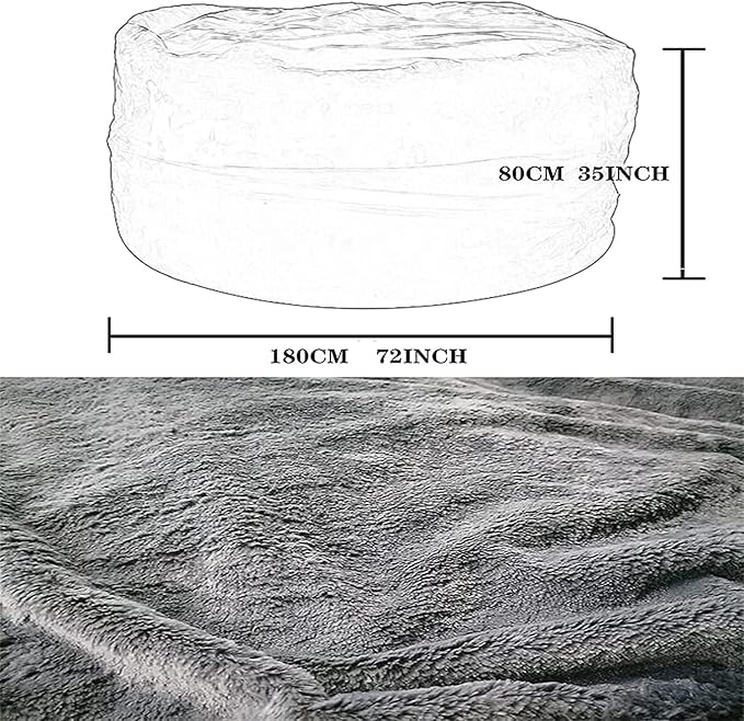Giant Fur Bean Bag Chair Cover for Kids Adults, Living Room Furniture Big Round - Image 7
