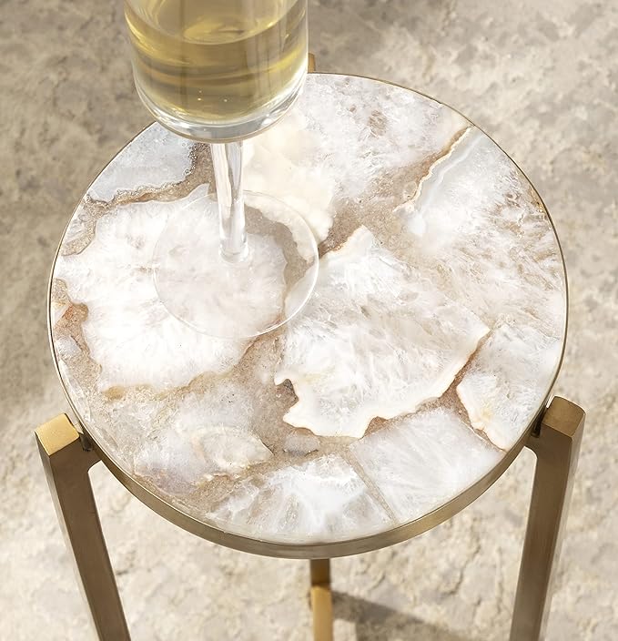 Kate and Laurel Aguilar Modern Drink Table; 9 x 9 x 23; Natural Stone and Gold; - Image 5