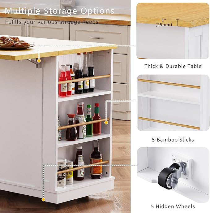 YOTPO 53" Large Kitchen Island - Image 5