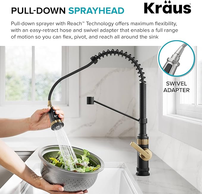 KRAUS Allyn Commercial Style 2-Function Single Handle Pull Down Kitchen Faucet - Image 6