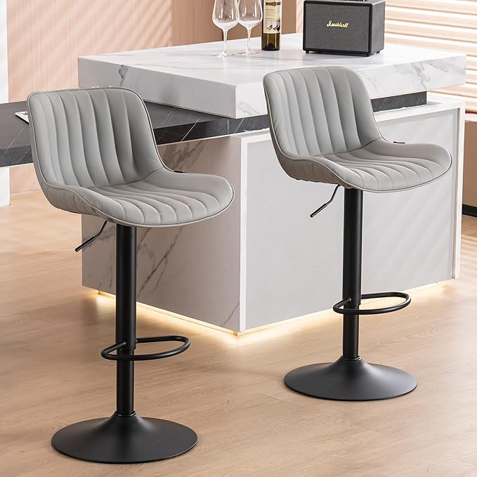 YOUNUOKE Counter Height Bar Stools Set of 2 Upholstered Kitchen Island - Image 4