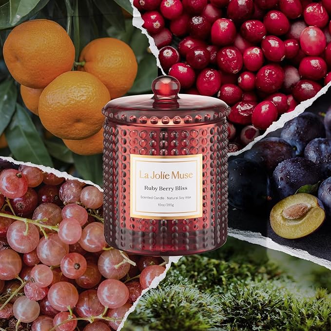 LA JOLIE MUSE Ruby Berry Bliss Scented Candle – Mandarin, Cranberry & Plum| - Image 2