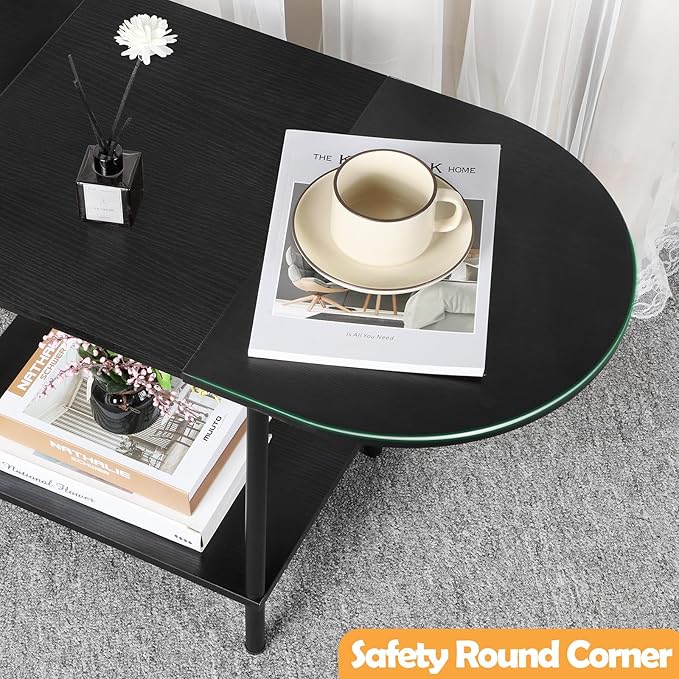 Coffee Tables for Living Room, 2-Tier Small Coffee Table Industrial Modern - Image 4