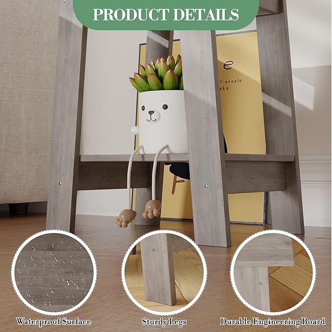 End Table with Double Storage Shelves, Small Space Side Table - Image 5
