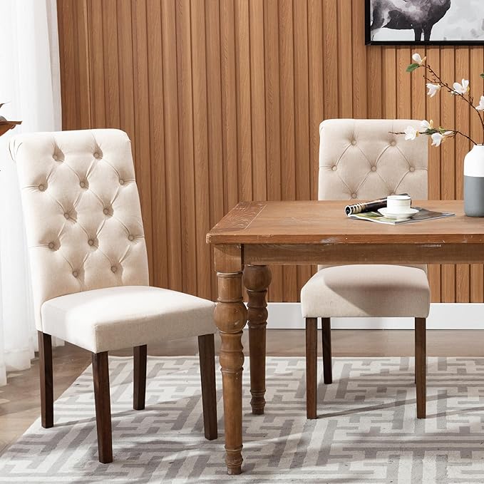 COLAMY Tufted Upholstered Dining Chairs Set of 2, Accent Parsons Chairs - Image 2