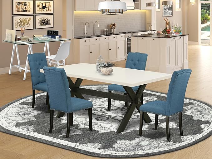 East West Furniture X627EL121-5 5 Piece Dining Table Set - Image 2