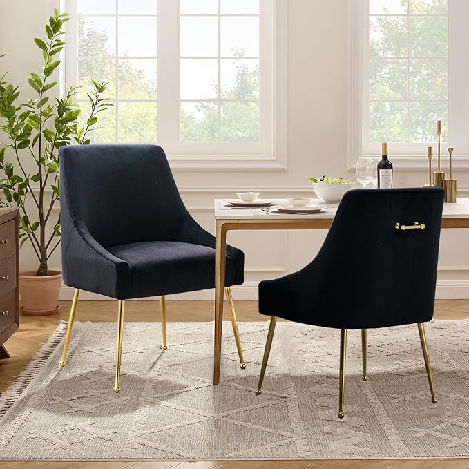 Velvet Dining Chairs Set of 2, Furniture Collection Modern Contemporary by RESTWORLD