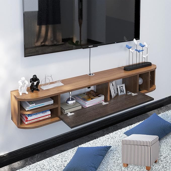 Pmnianhua Floating TV Stand, Modern Floating TV Console, Wall Mounted TV Cabinet - Image 3