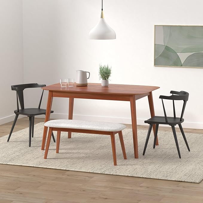 POLY & BARK Mid Century Modern Enzo Black Dining Chair – Solid Oak Wood Splat - Image 2