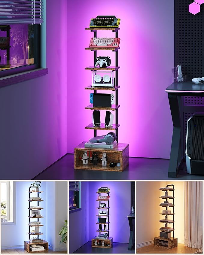 8-Tier Bookshelf, LED Bookcase - Image 8
