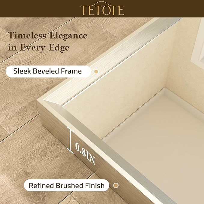 TETOTE Brushed Nickel Mirror for Bathroom Sink 24" x 32" Beveled Frame Brushed - Image 2