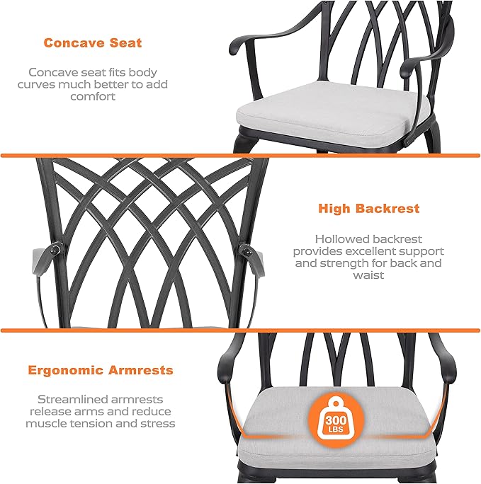 NUU GARDEN Bistro Set 3 Piece Outdoor Cast Aluminum Patio Bistro Set Patio - Image 7