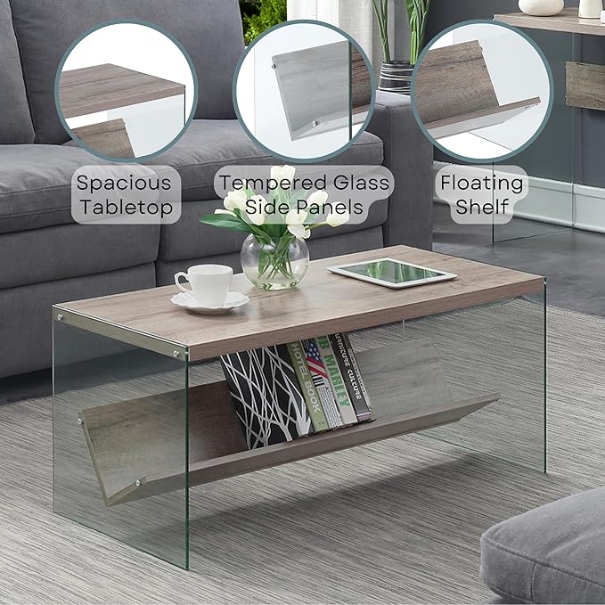 Convenience Concepts SoHo Modern Living Storage Shelf, Contemporary Coffee Table - Image 5