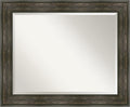 Amanti Art Brown Wall Mirror 28x34 Rail Rustic Char Rectangle Bathroom Mirror by AmantiArt