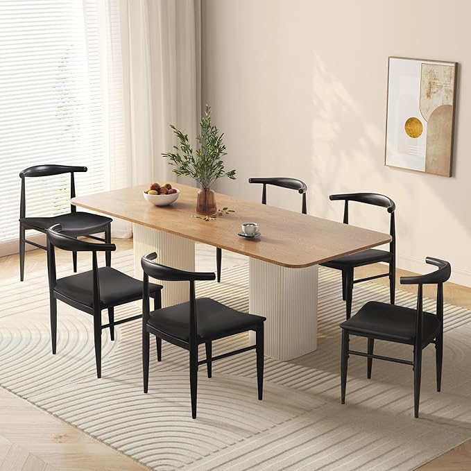 Yaheetech Dining Chairs Set of 6 Mid Century Modern Leather Dining Room Chairs - Image 4