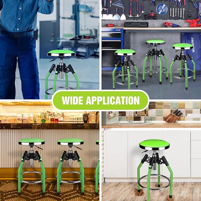 WORKPRO Garage Bar Stool, Heavy Duty Adjustable Hydraulic Shop Stool, 29in to - Image 7