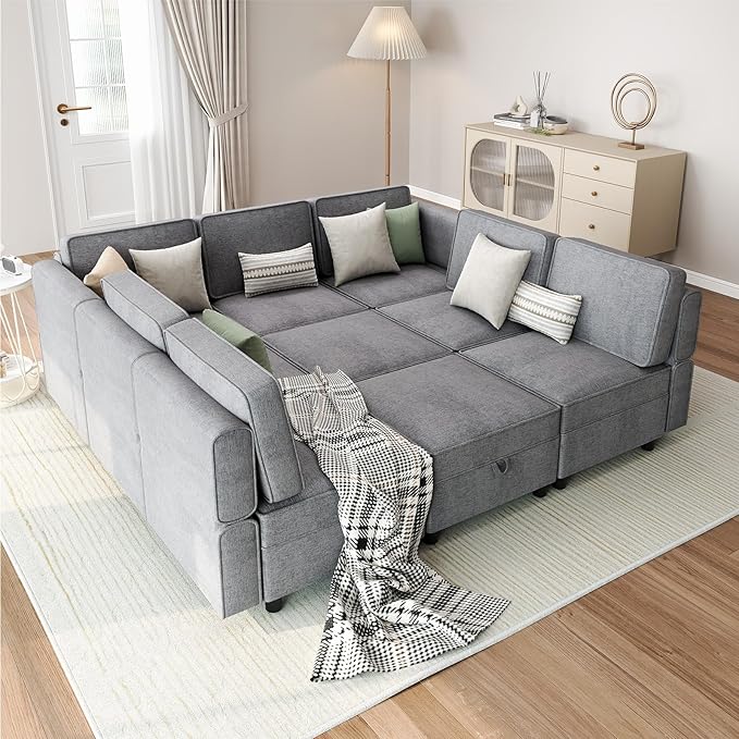 GAOMON 139.4" Chenille Reversible Sectional Sofa, 9-Seater Modular Sectional - Image 6