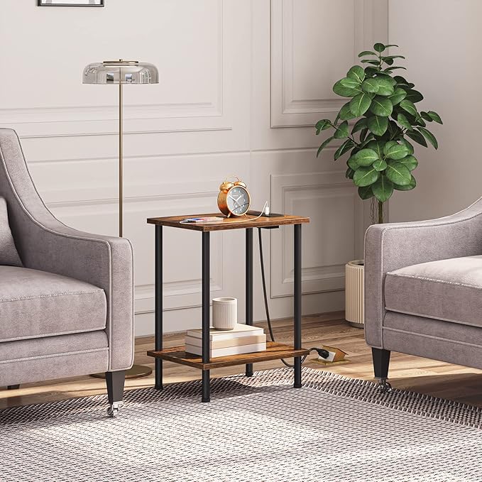 HOOBRO Side Table with Charging Station, End Table with USB Port and Outlet - Image 6