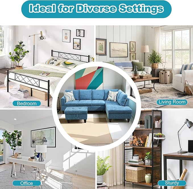 Couches for Living Room Modern L Shaped Couch Comfy Flannel Fabric 3 Pieces - Image 7